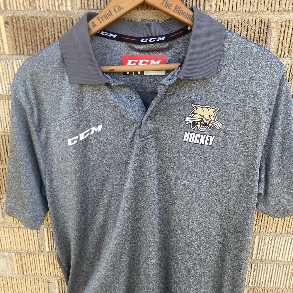 Ohio Bobcats Men's Medium Golf‎ Polo CCM Hockey Gray Stretch Performance